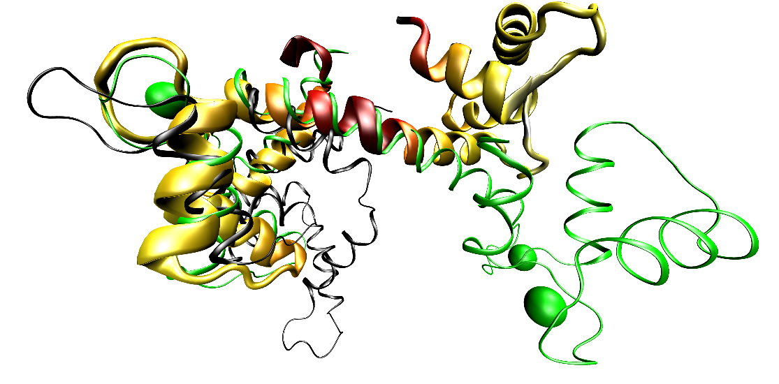 AlphaFold model and two crystal structures of calmodulin