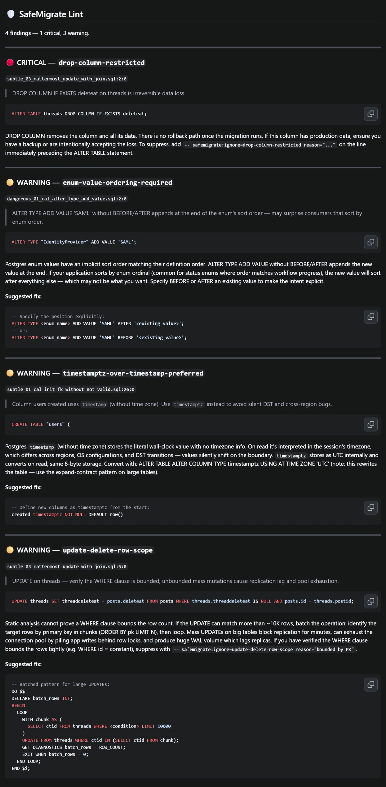safemigrate-lint comment demo