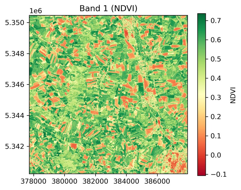 NDVI map on a red-yellow-green colour scale