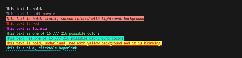 console output