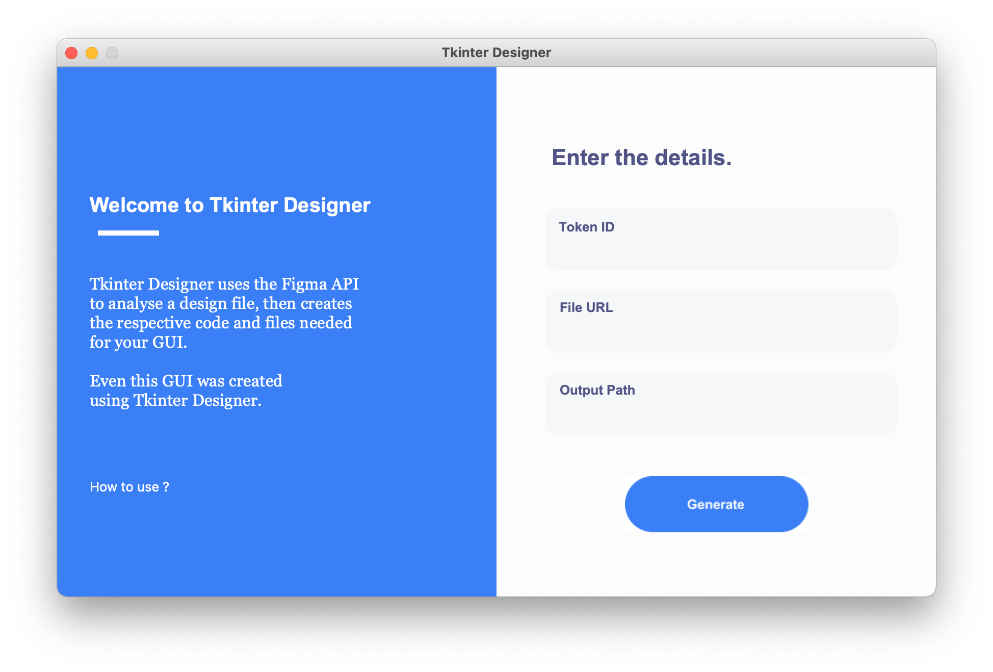 Tkinter Designer GUI