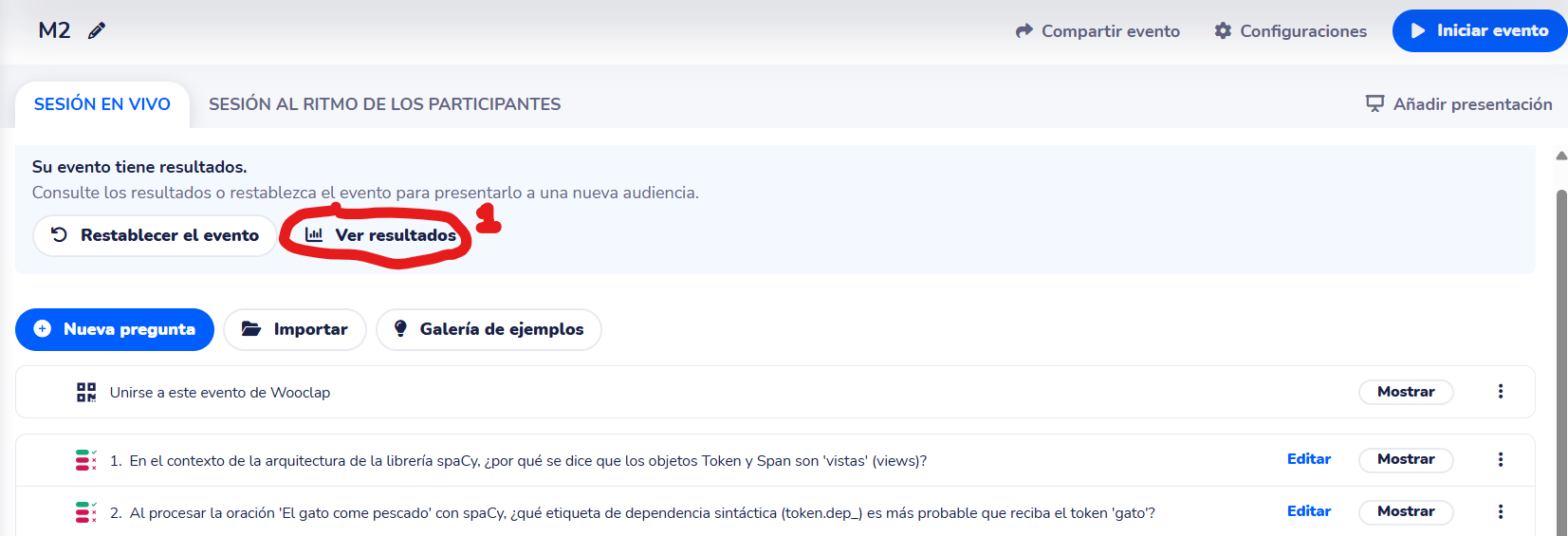 Wooclap click "Ver resultados"