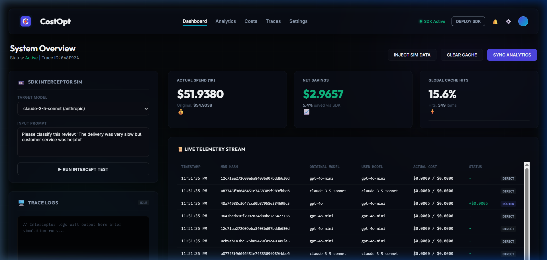 CostOpt Developer Observability Console