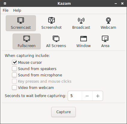 Kazam GUI Screenshot