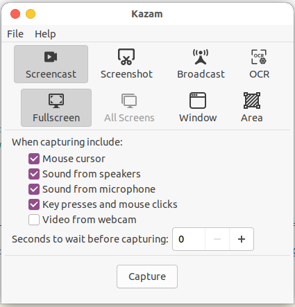 Kazam GUI Screenshot