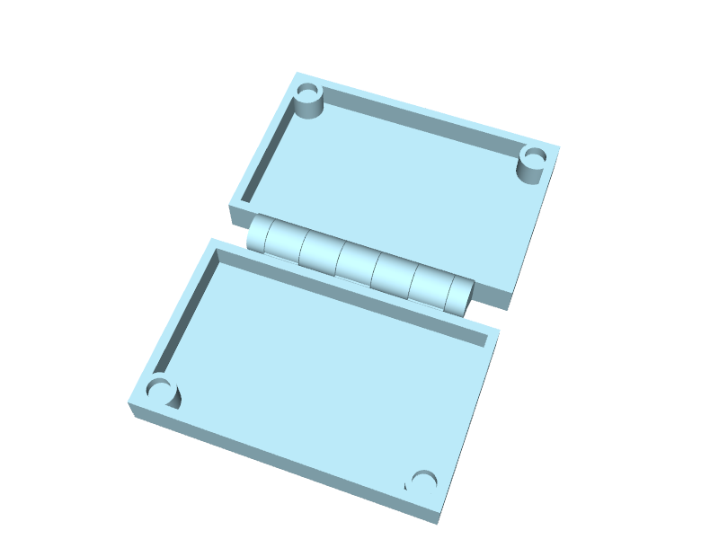 clamshell with HALF knuckle and corner magnet pockets, flat-open print orientation