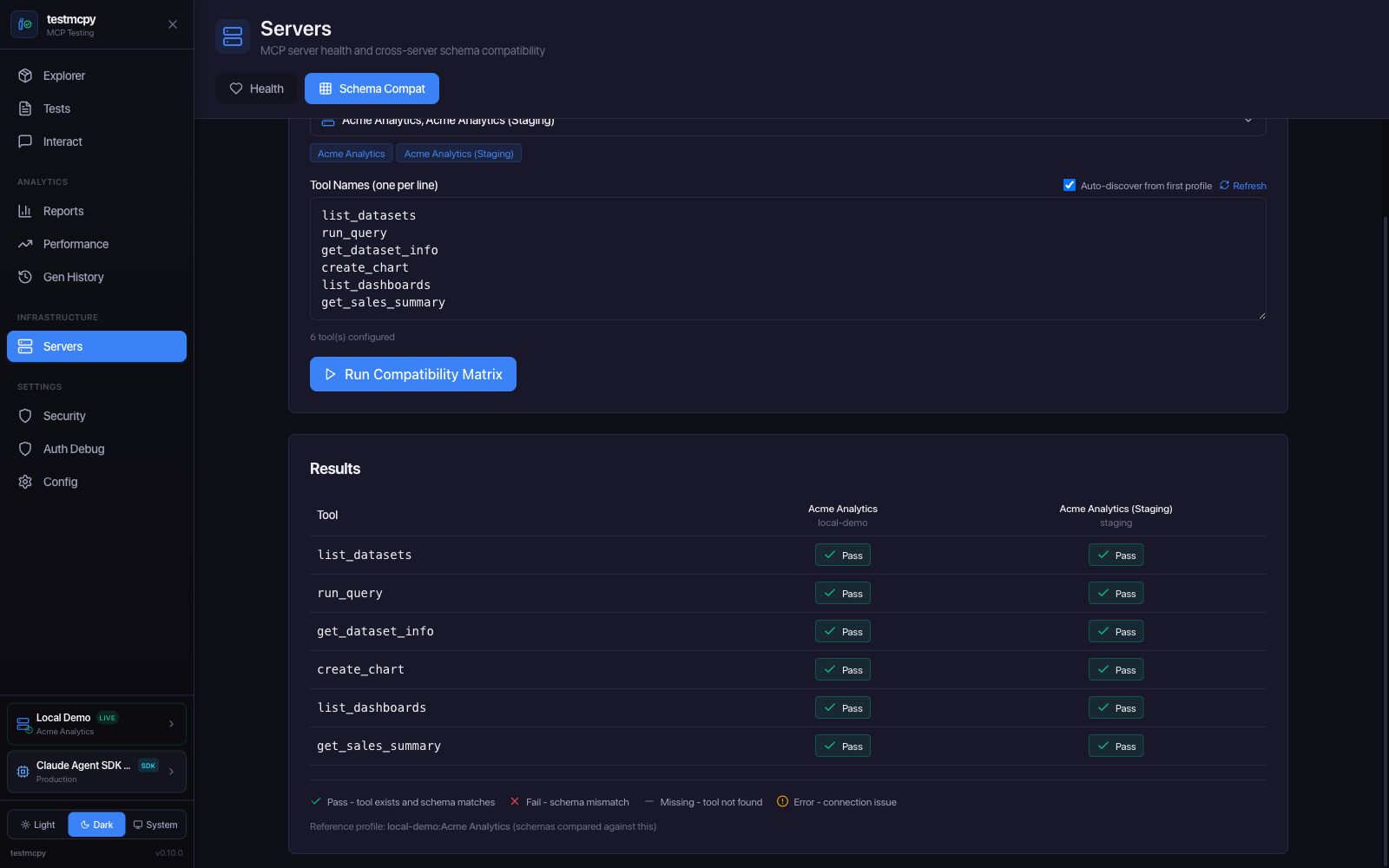 Schema compatibility page