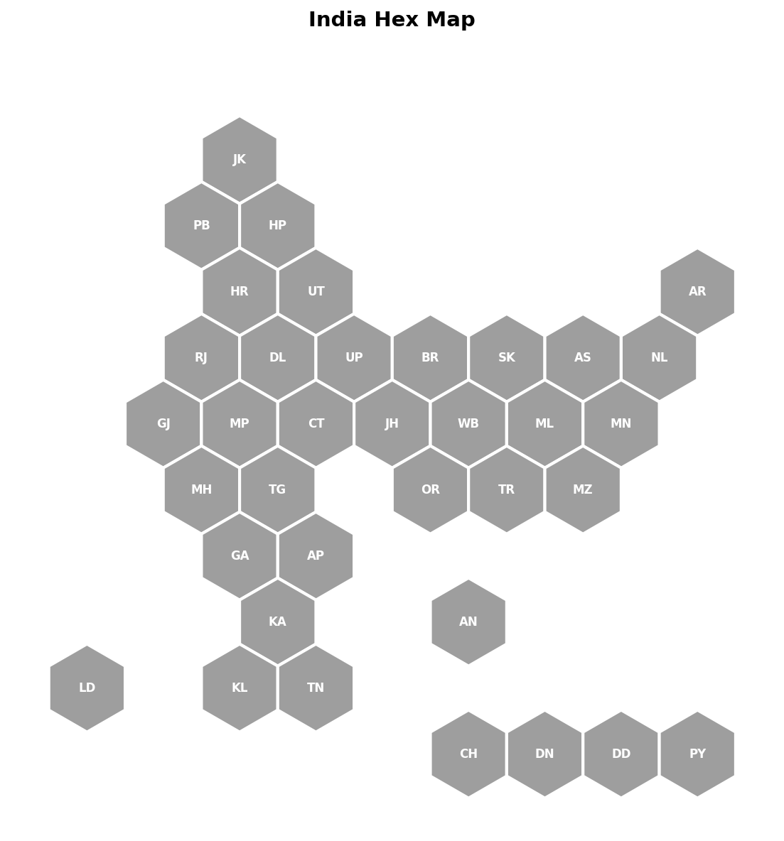 Blank India hex map