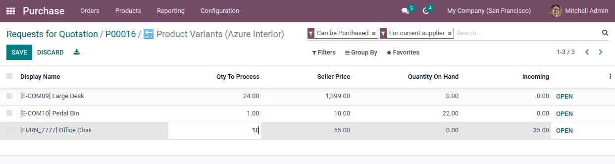 Purchase order Add product