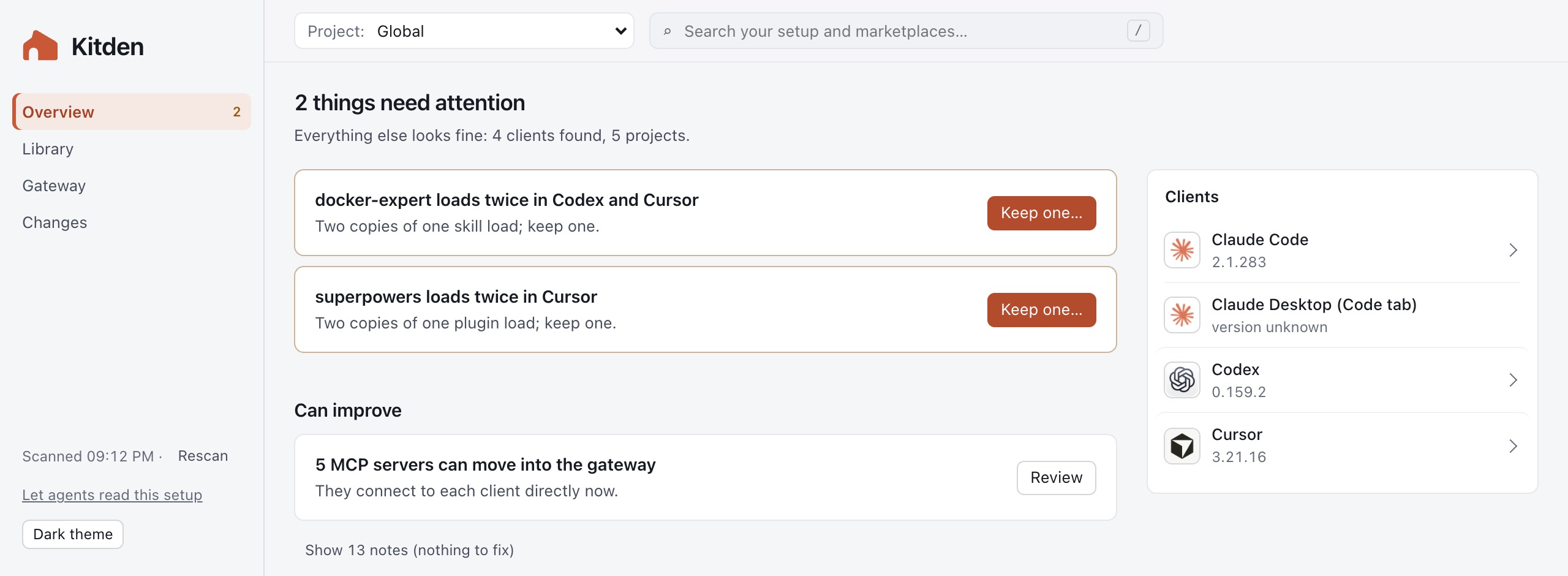 Kitden Overview: two things need attention, one thing can improve, and the four clients found