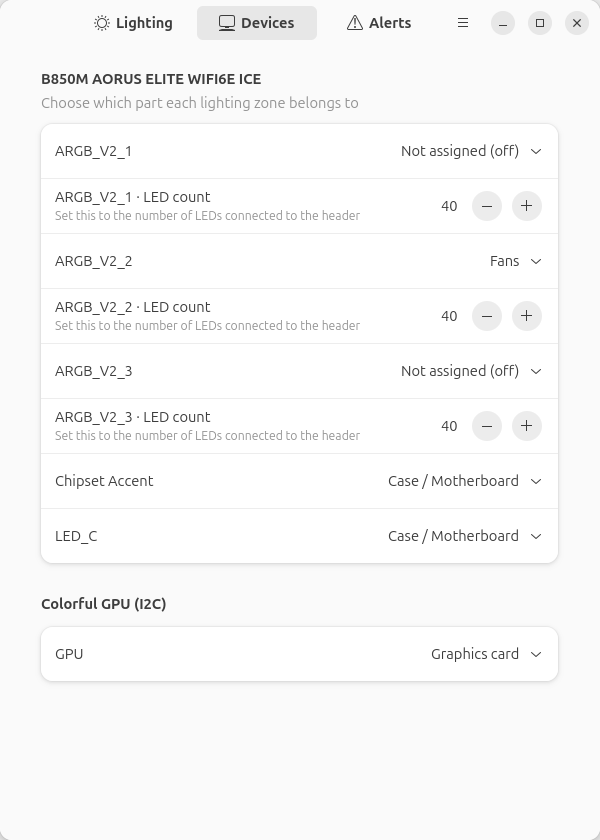 Devices tab