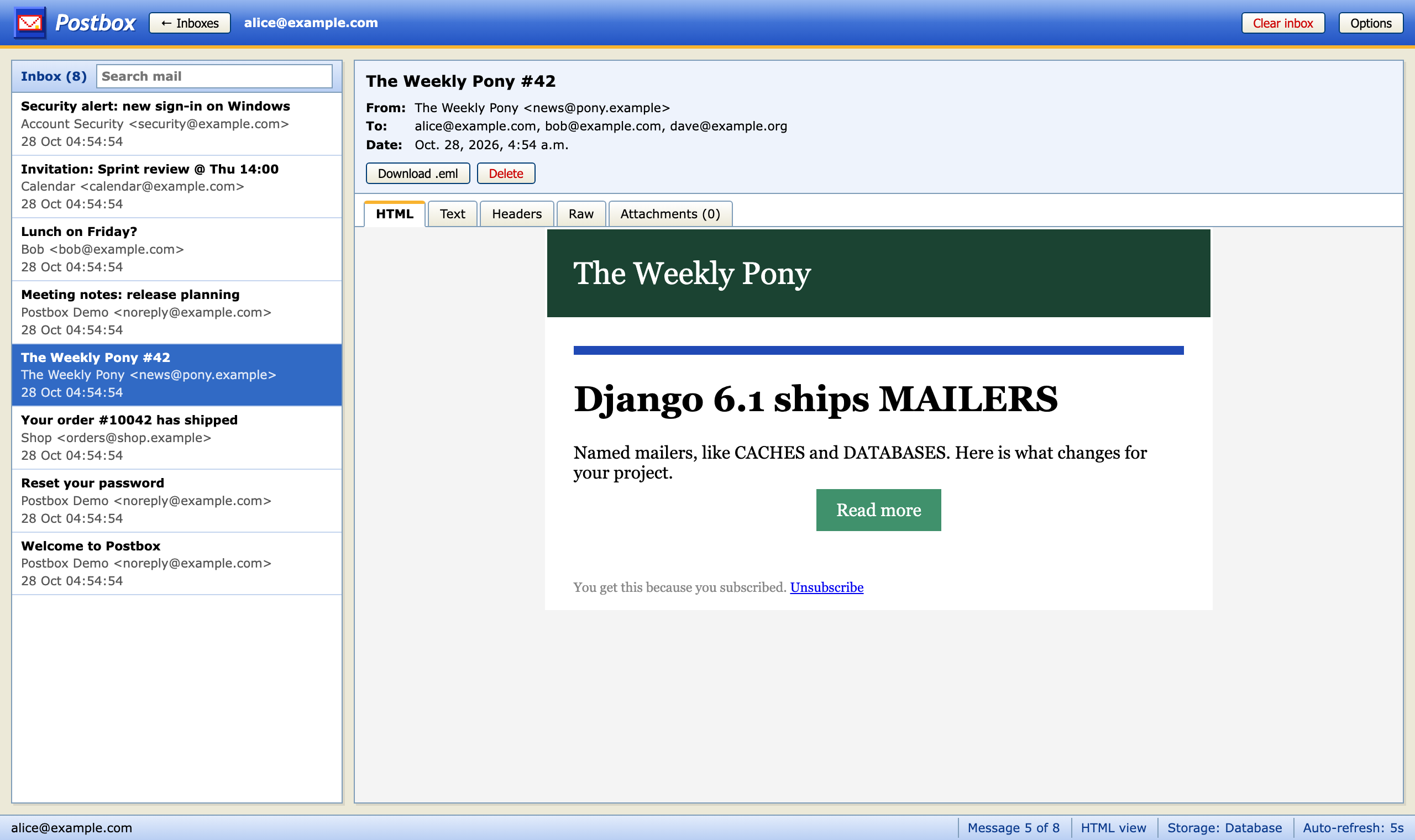 Inbox, mail2003 theme