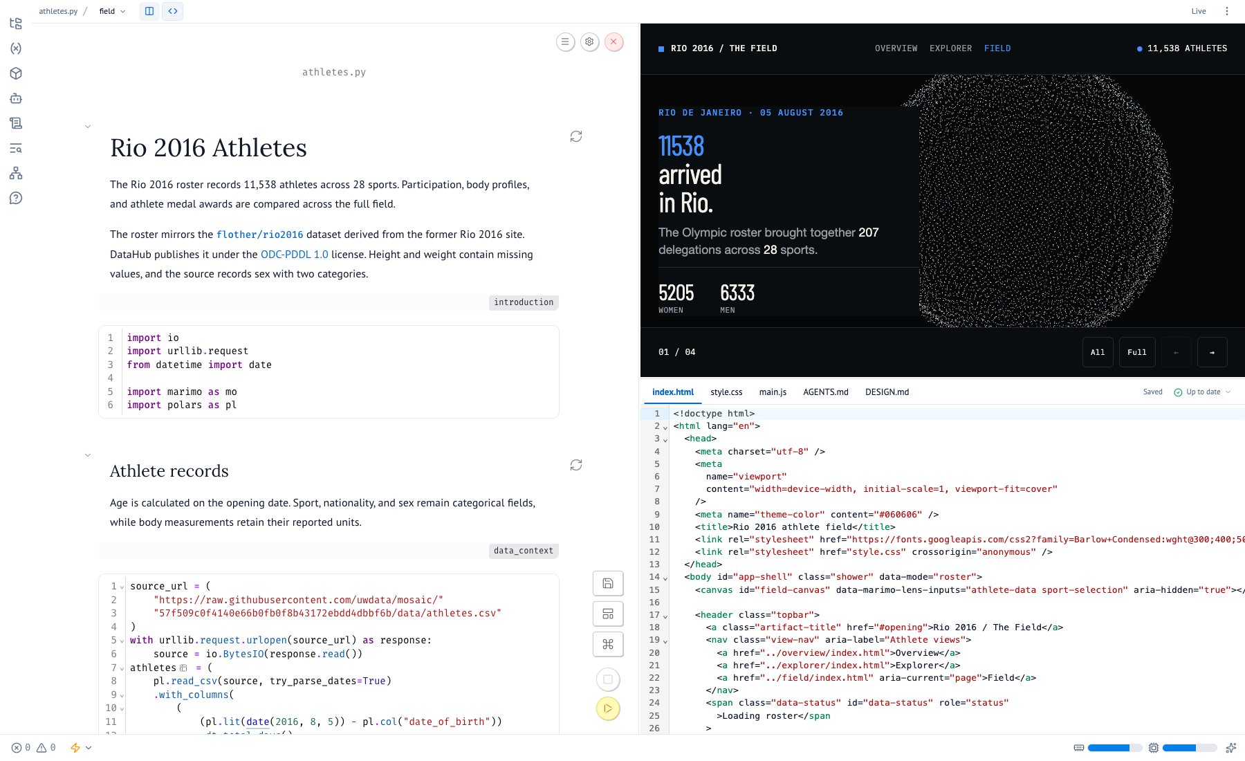 Notebook, Preview, and view source in Studio