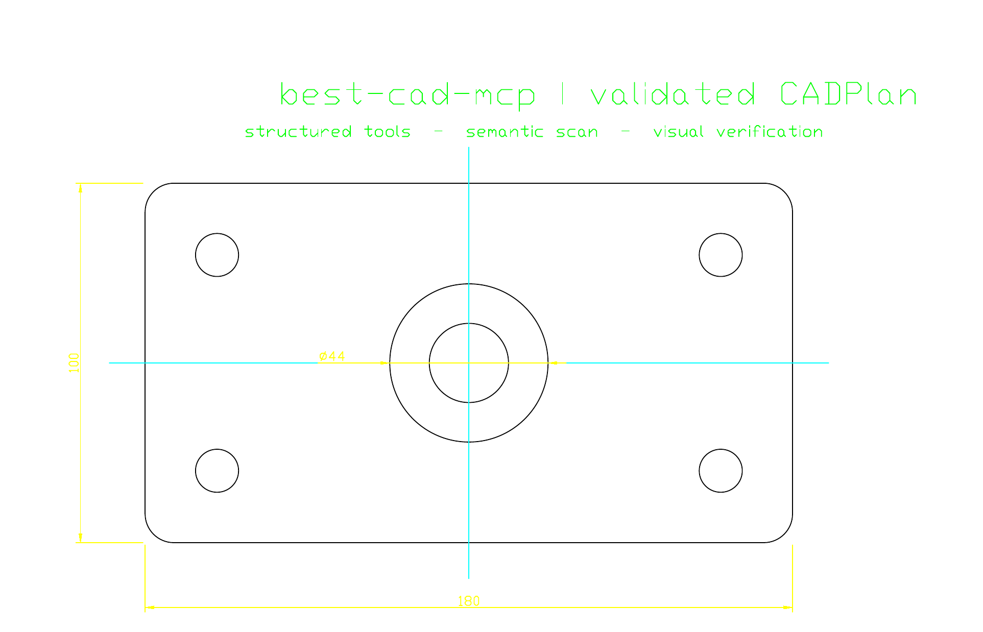 A mounting plate created from a validated CADPlan and exported from AutoCAD