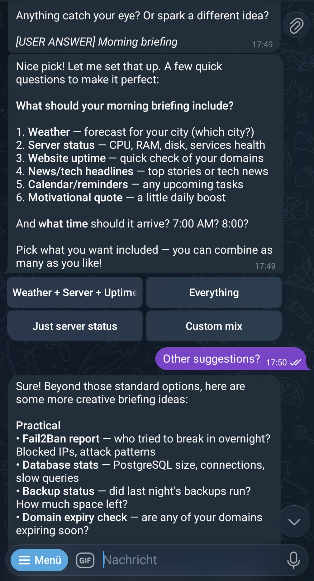 ductor quick action buttons