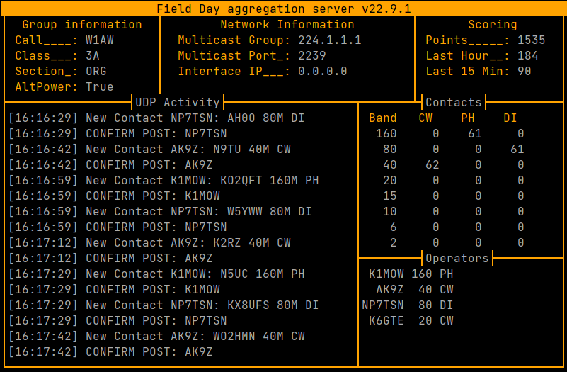 Picture showing main server screen