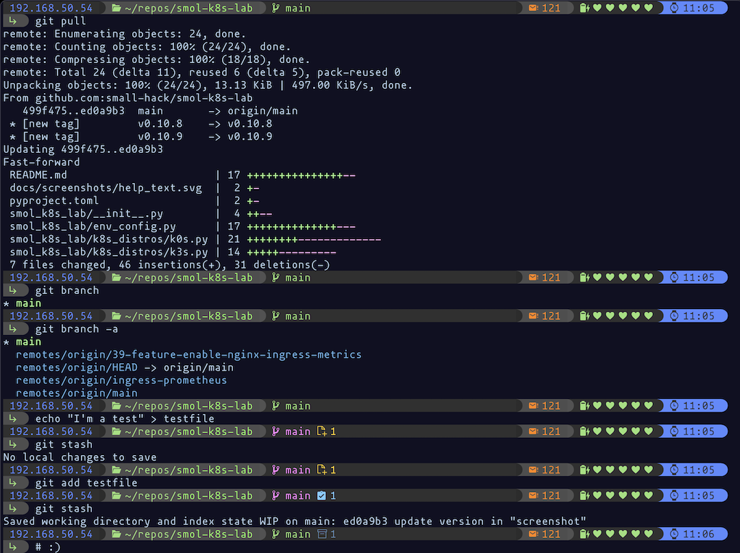 screenshot of powerline and git colors