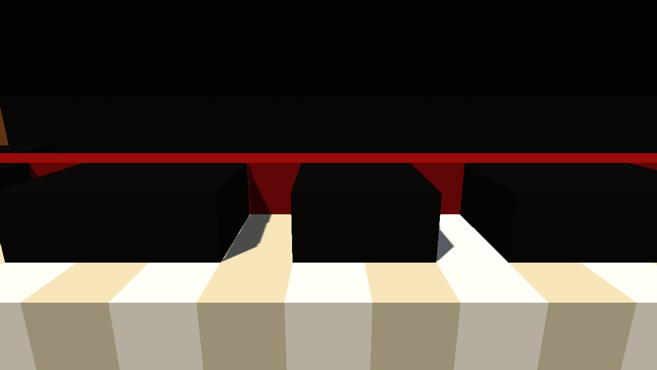 Voxel piano keyboard close-up
