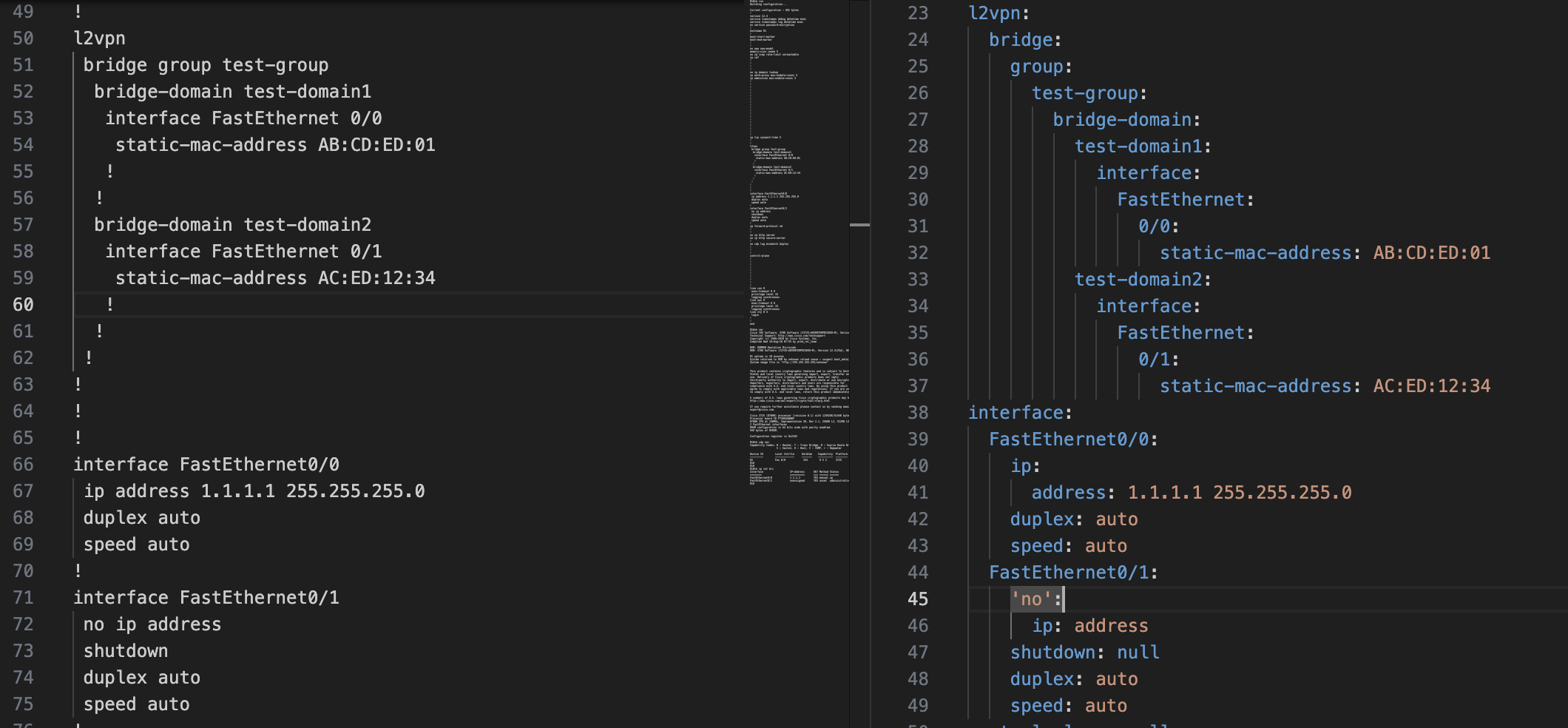 show run to modern YAML format structure