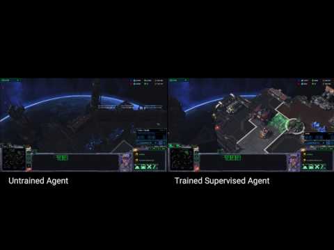 Trained and untrained agents play StarCraft II 'mini-game'