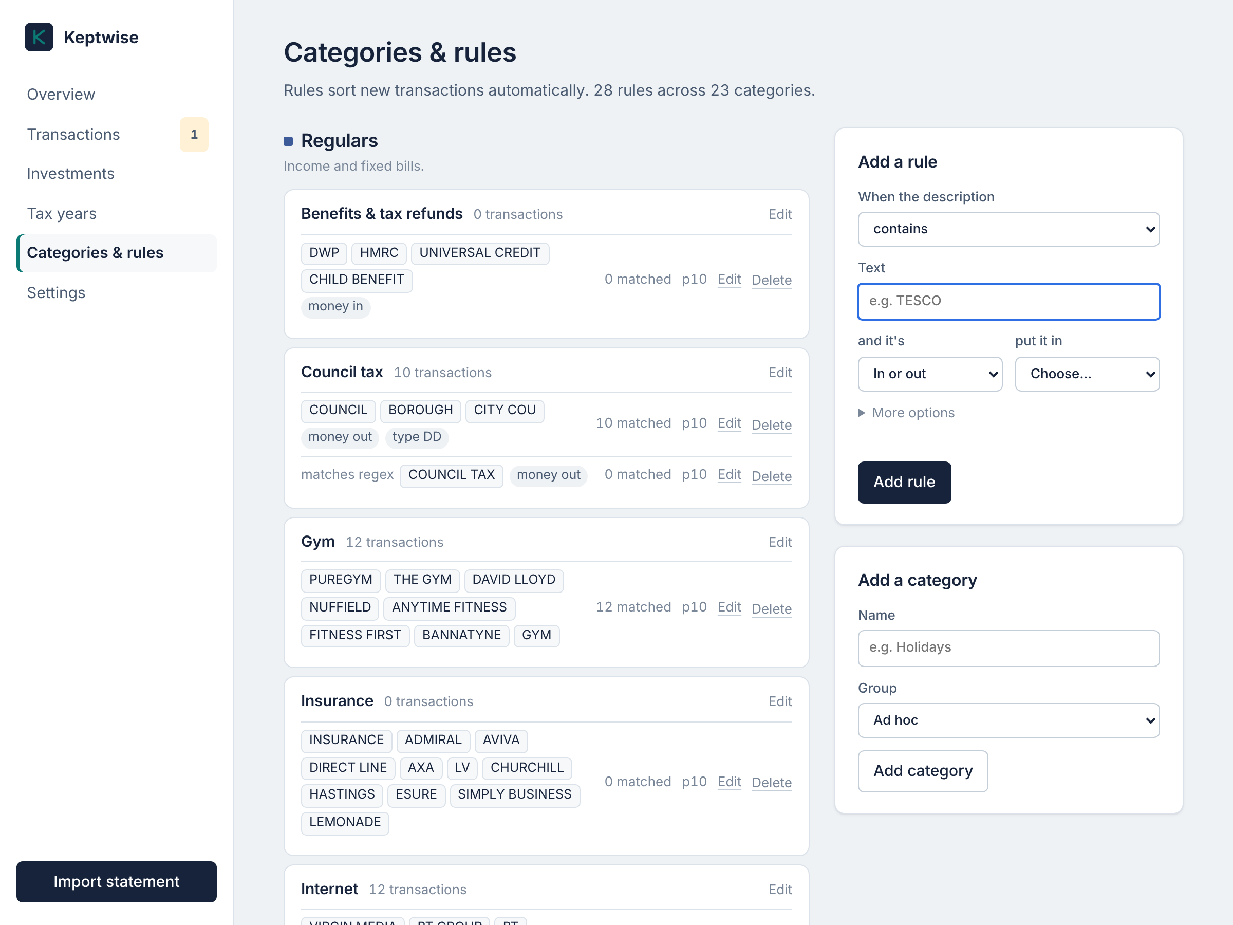 Rules page