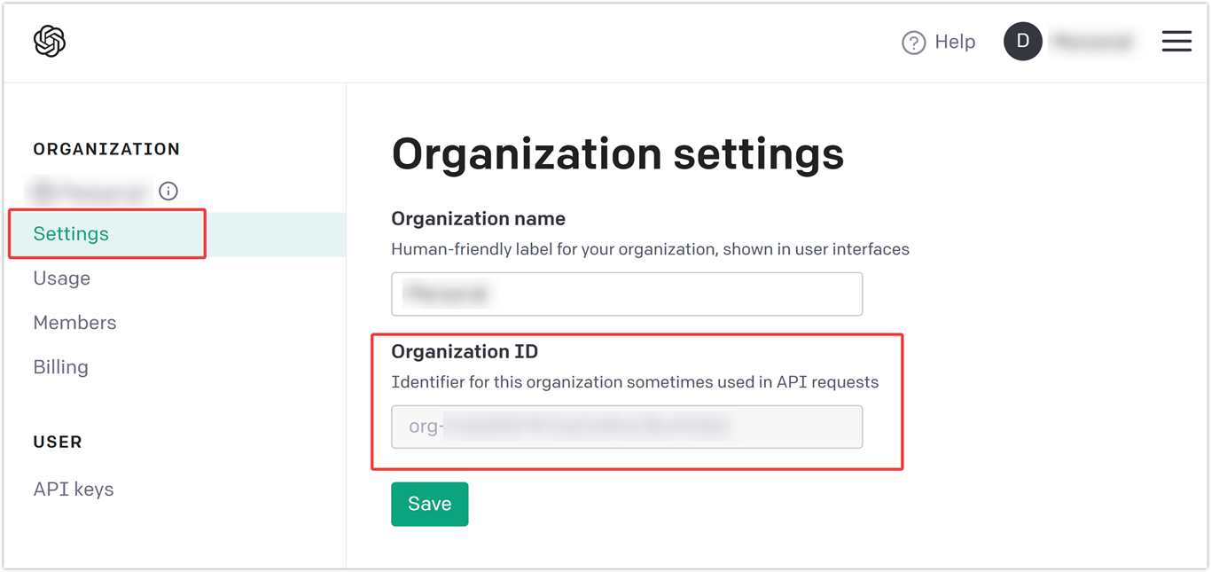OpenAI Organization ID