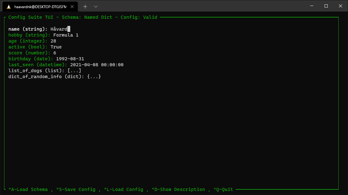 Config Suite TUI Screenshot