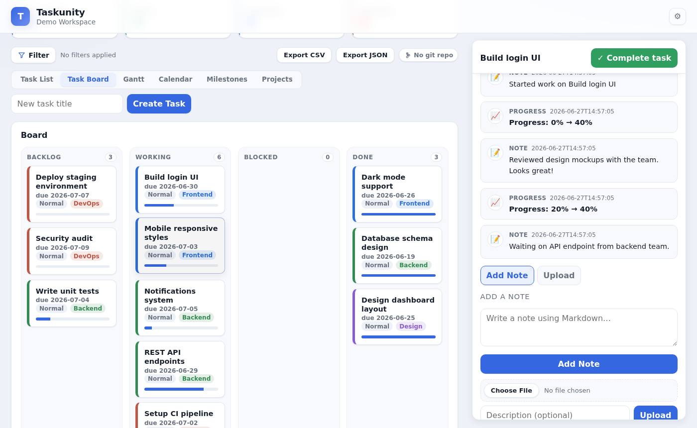 Task Panel