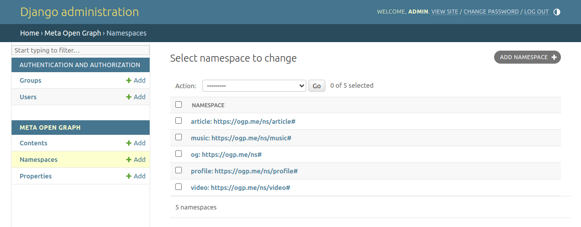 Namespace list