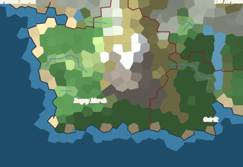 land partitioned into named territories