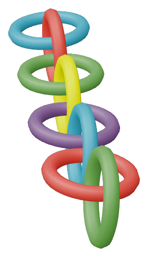 Eight linked rings rendered by ManimGL at 2.5 seconds