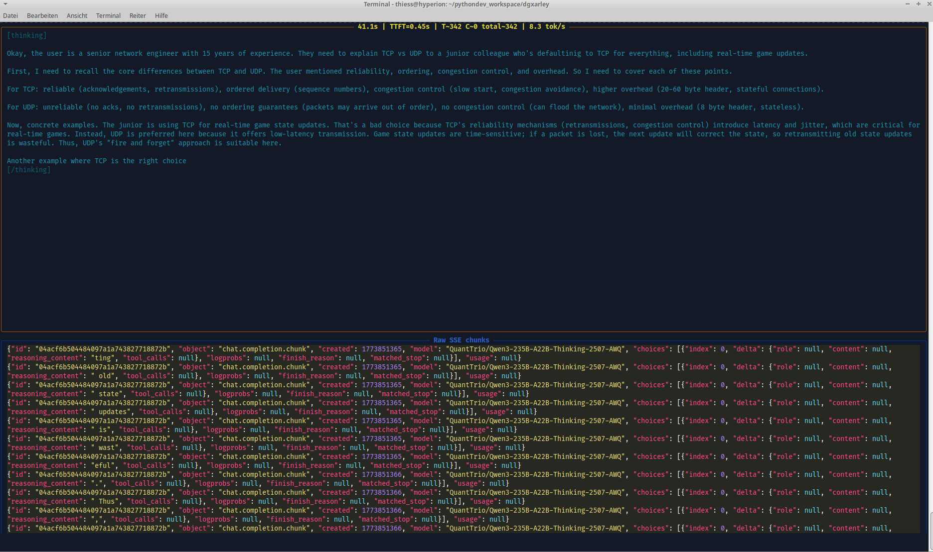 sglang-raw: rendered response + raw JSON chunks