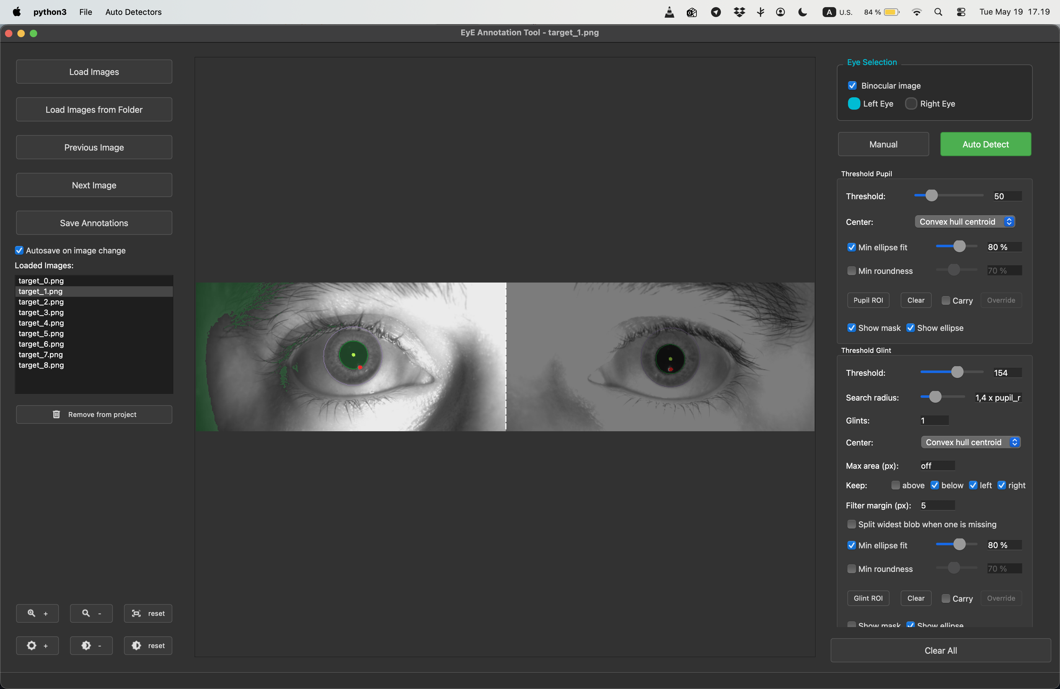 EyE Annotation Tool Main Page