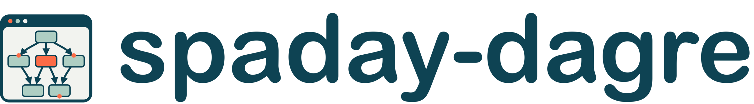 spaday-dagre logo, a layered directed graph inside a browser window
