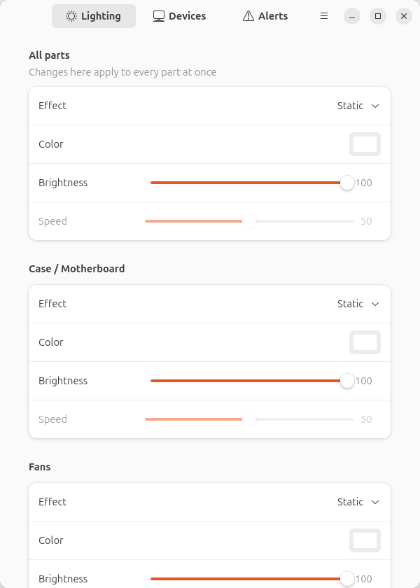 Lighting tab
