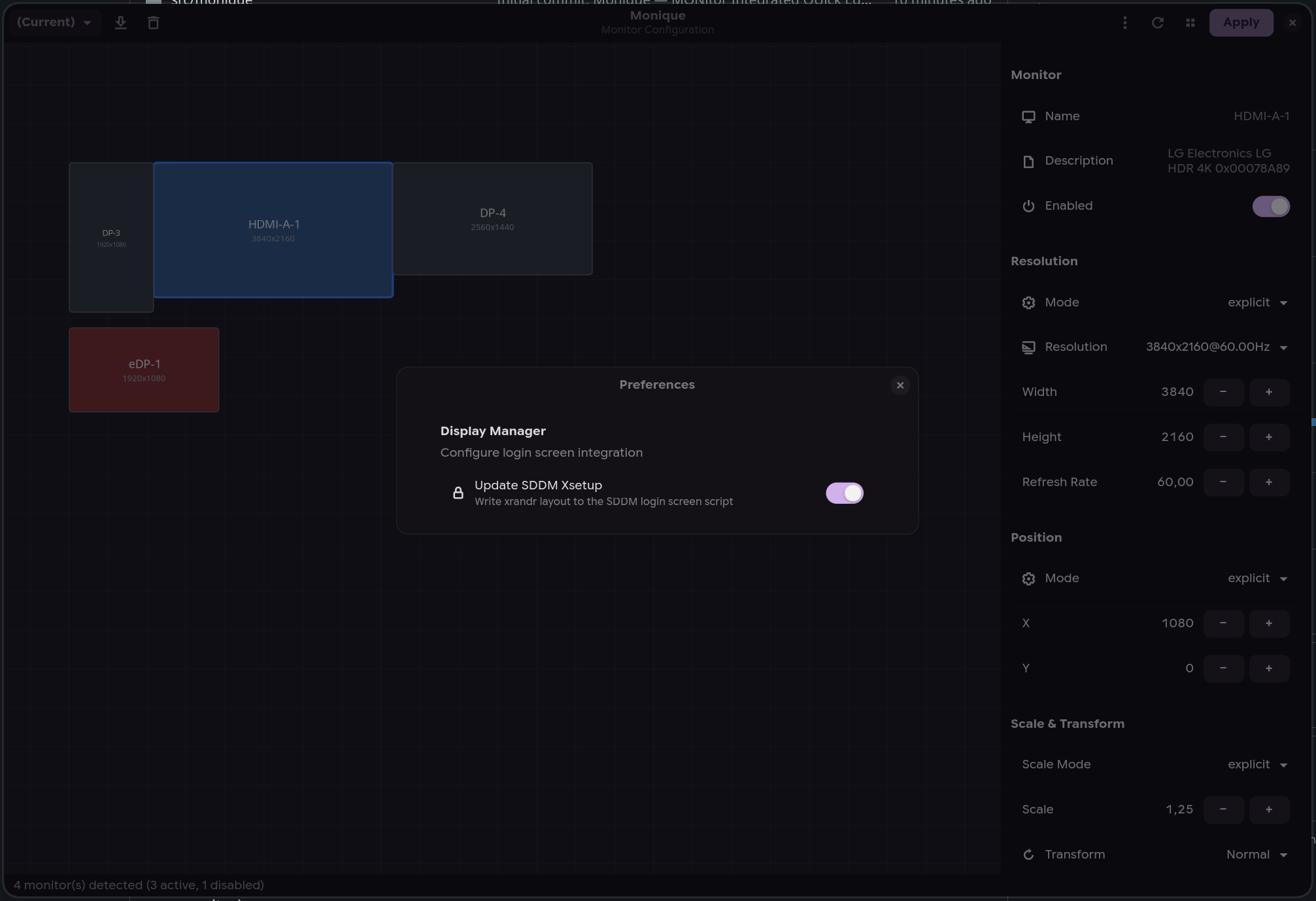 SDDM preferences