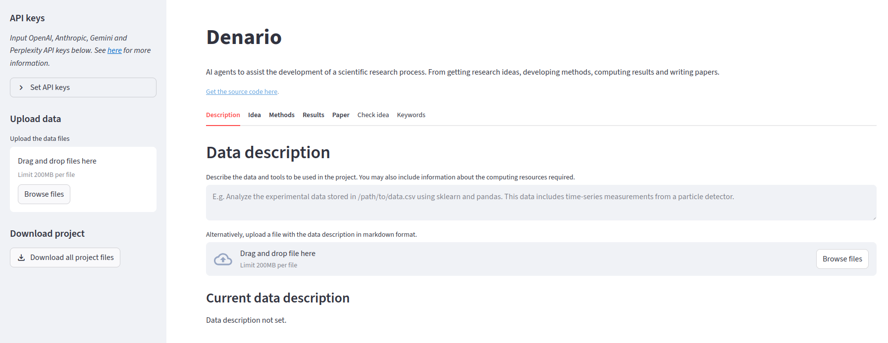 DenarioApp GUI