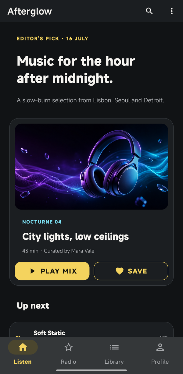 Afterglow music app built with ApkPy