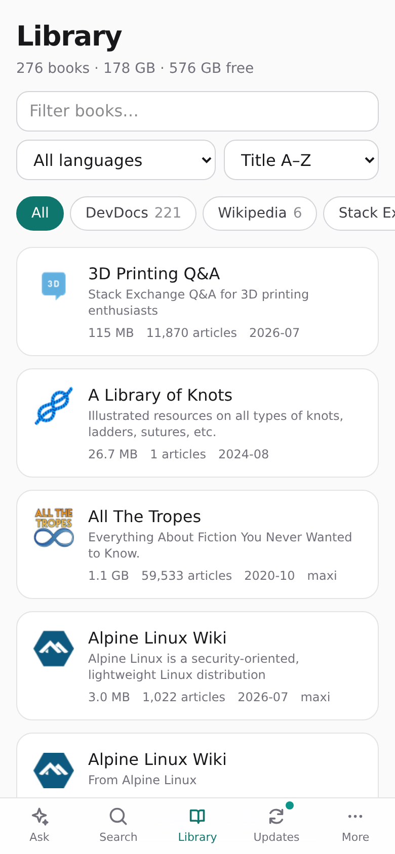 The library on a phone