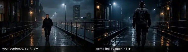 The same request, sent raw on the left and compiled on the right