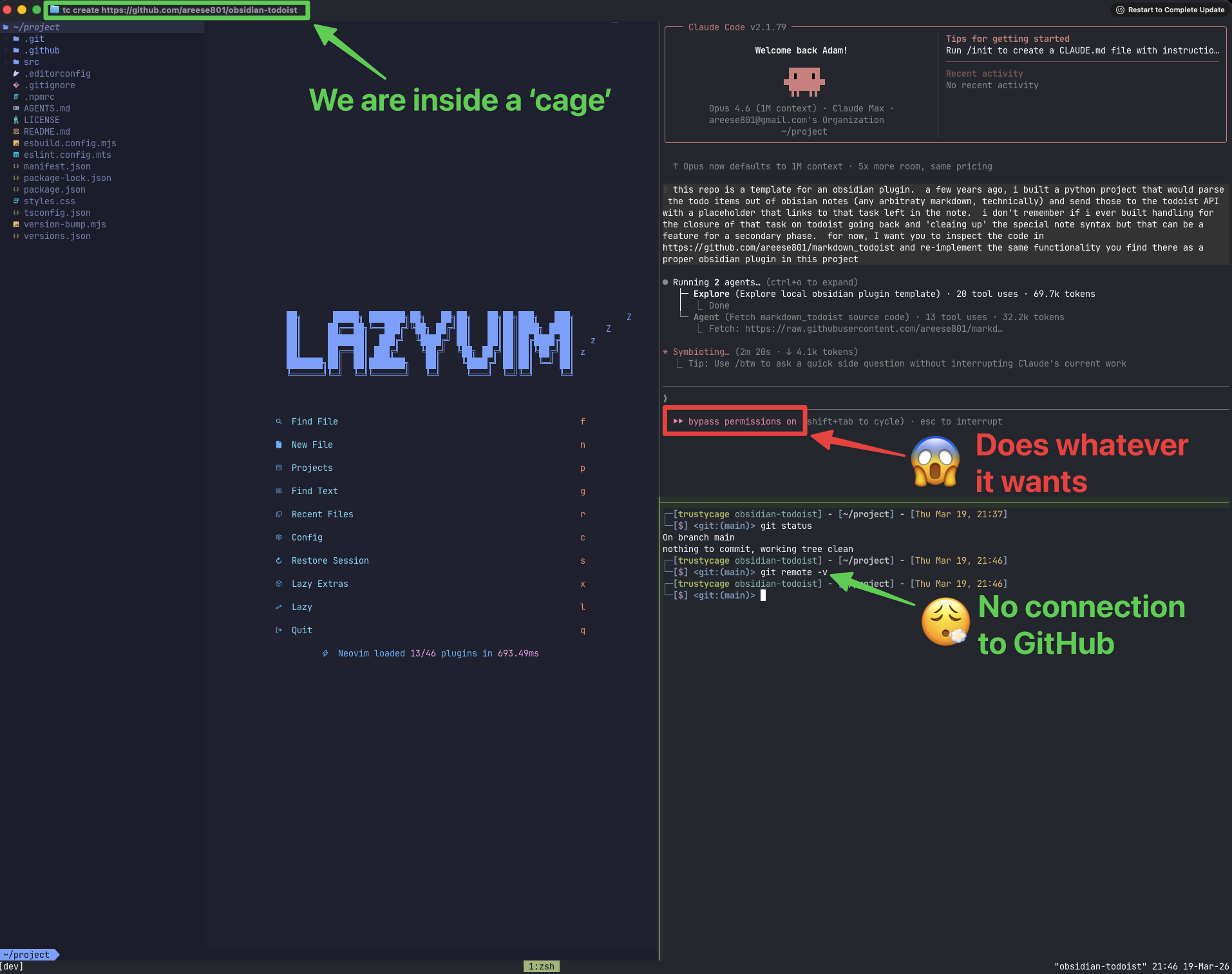 Inside the cage — giving Claude Code instructions