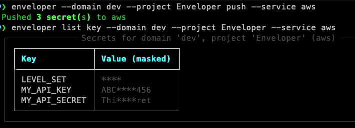 Env values in AWS SSM
