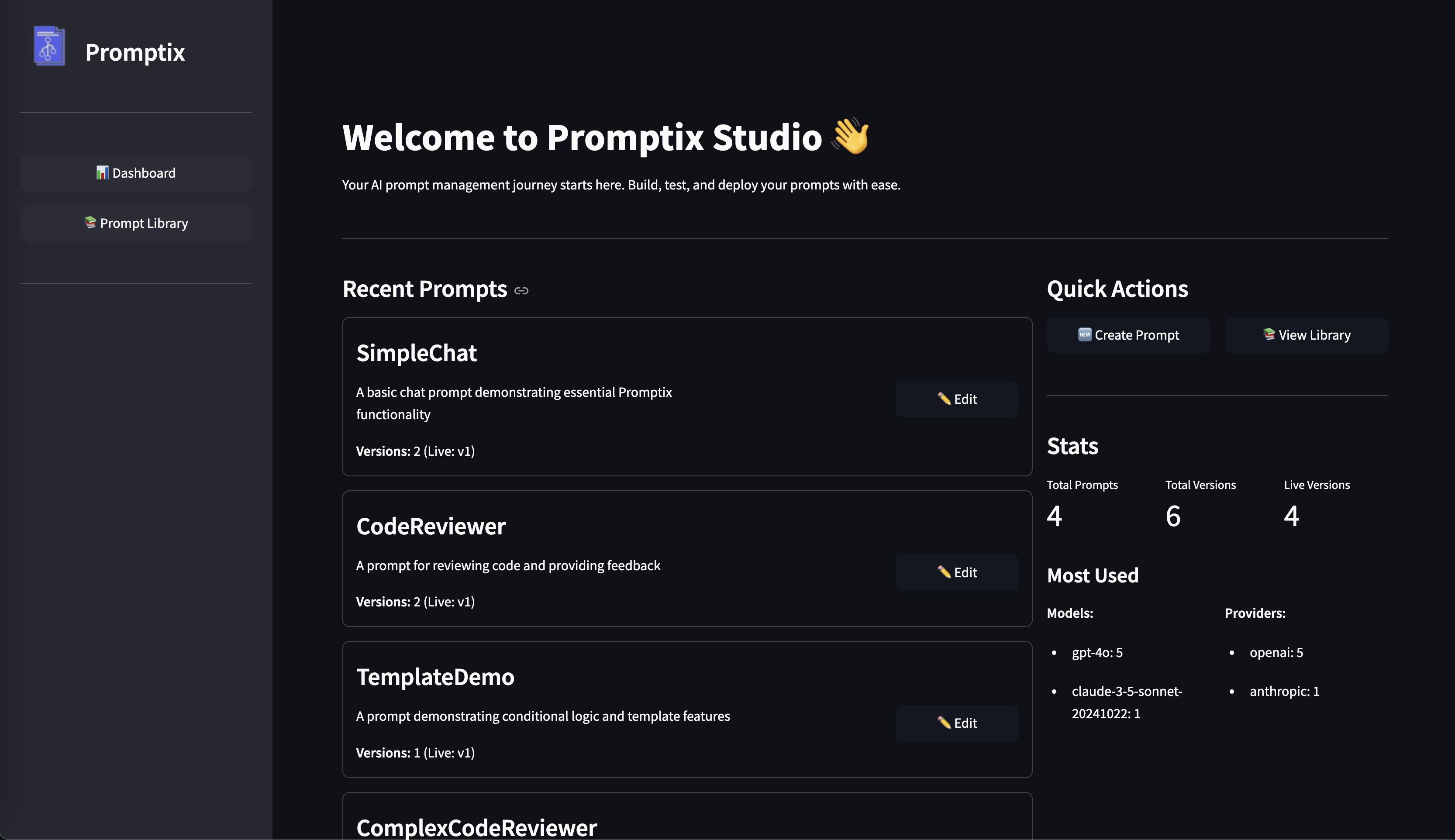 Promptix Studio Dashboard