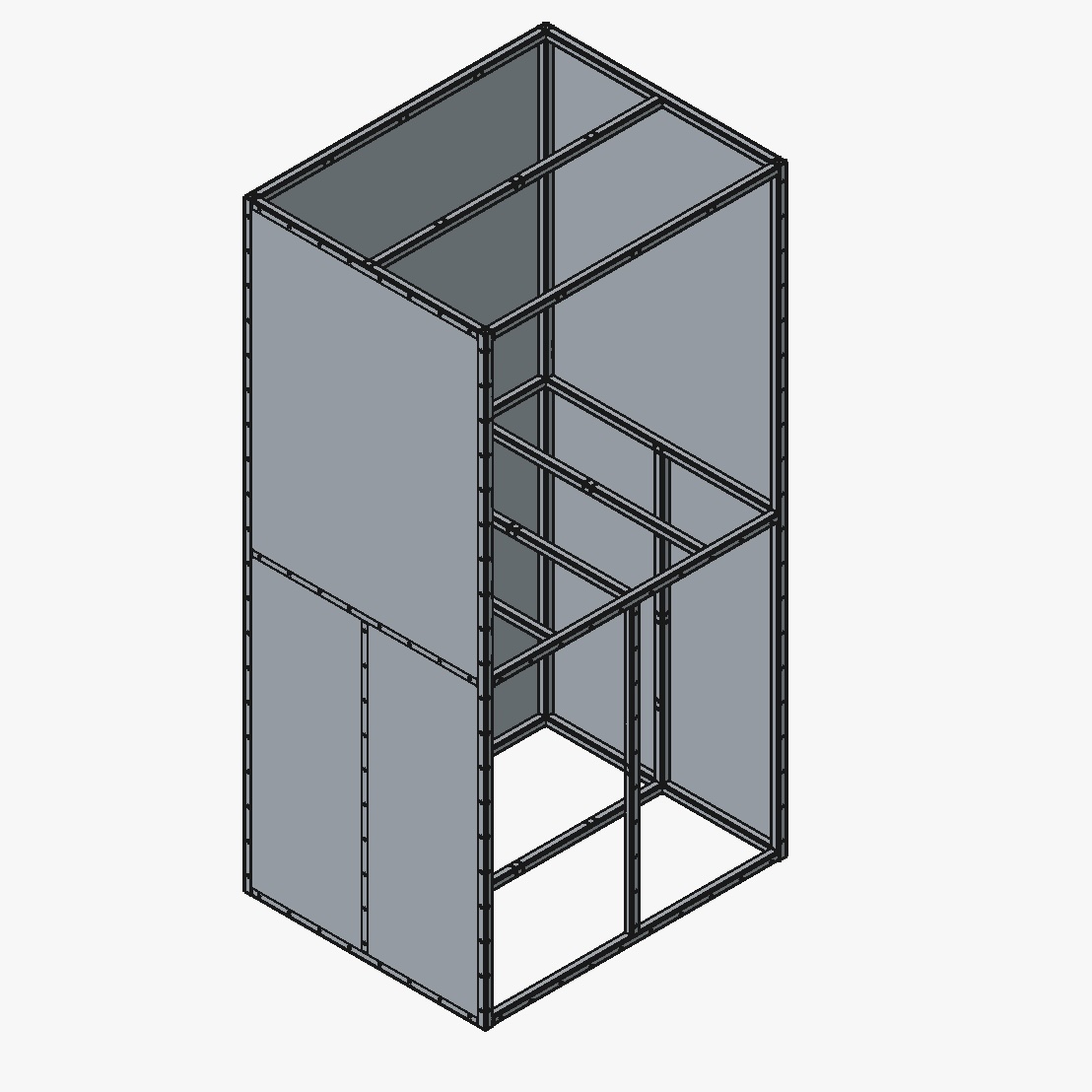 Winding machine cell: tube frame with work surface and riveted stainless siding