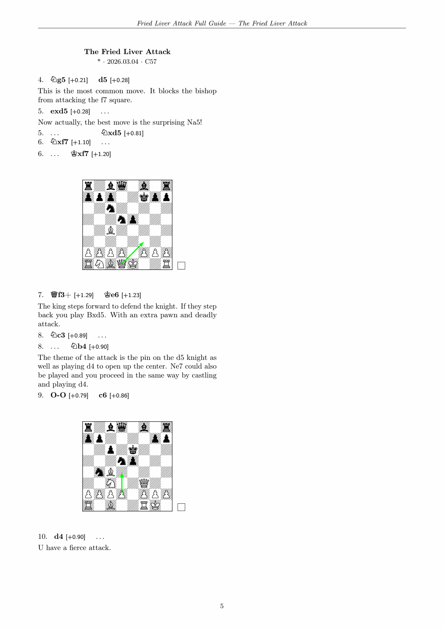 A book page: two columns of justified figurine notation with bracketed evaluations, and printed-book diagrams carrying the study's arrows and a side-to-move marker