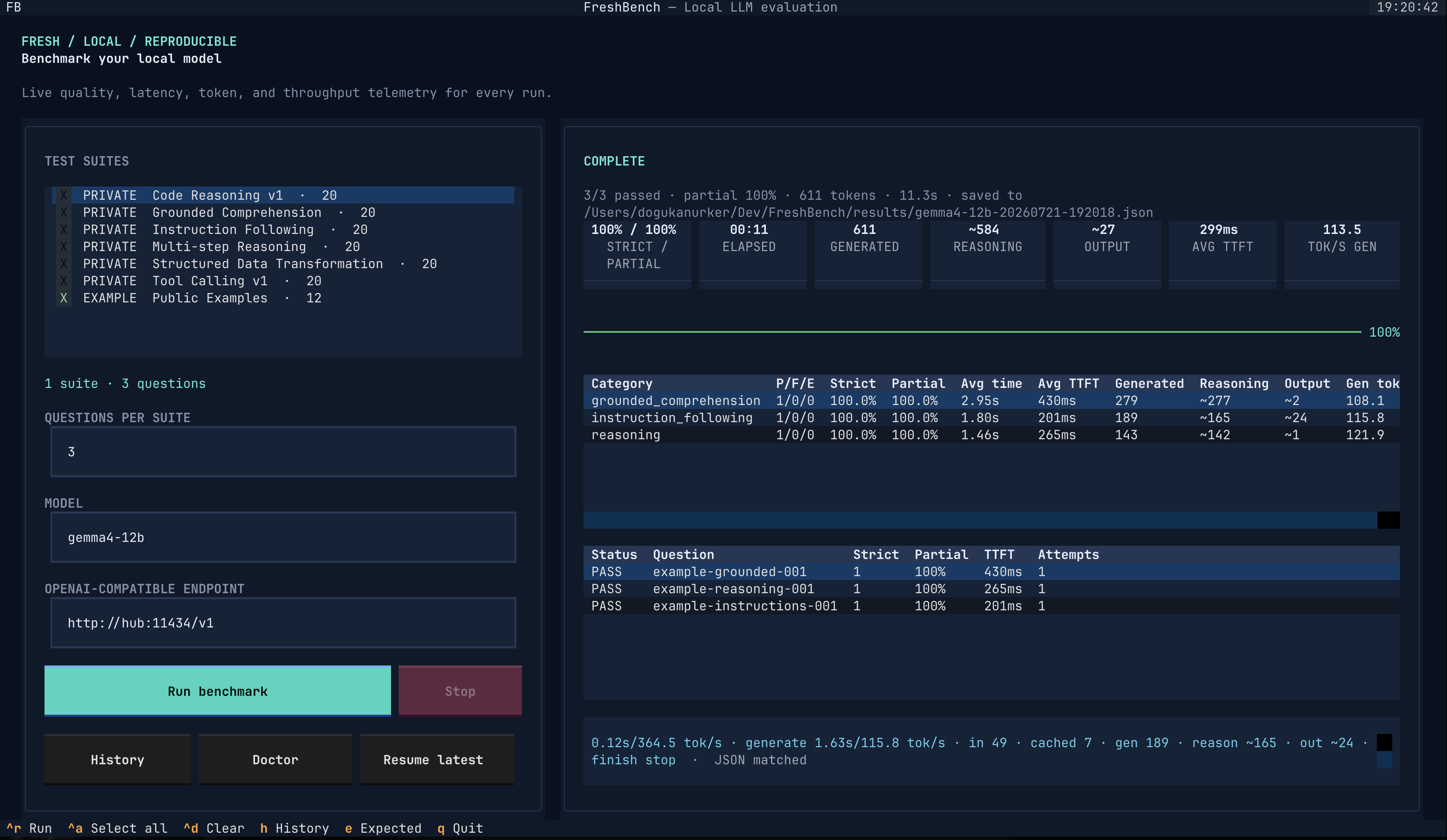 FreshBench interactive terminal application