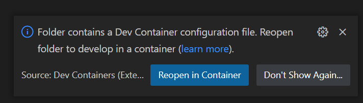 VS Code popup