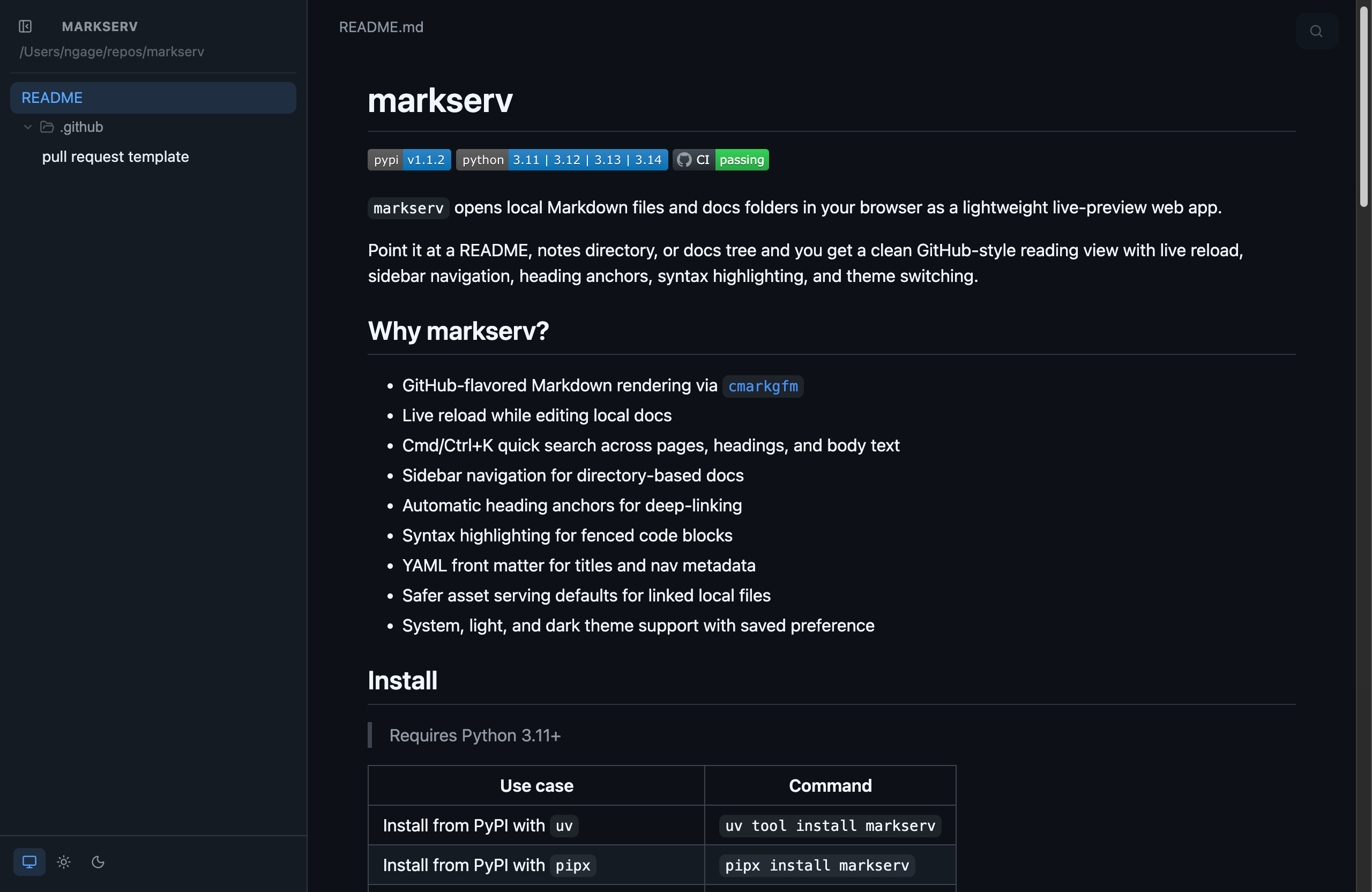 markserv screenshot