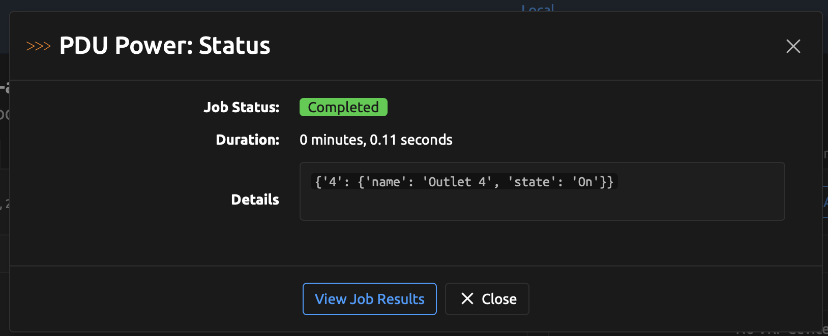 PDU Power Status job result