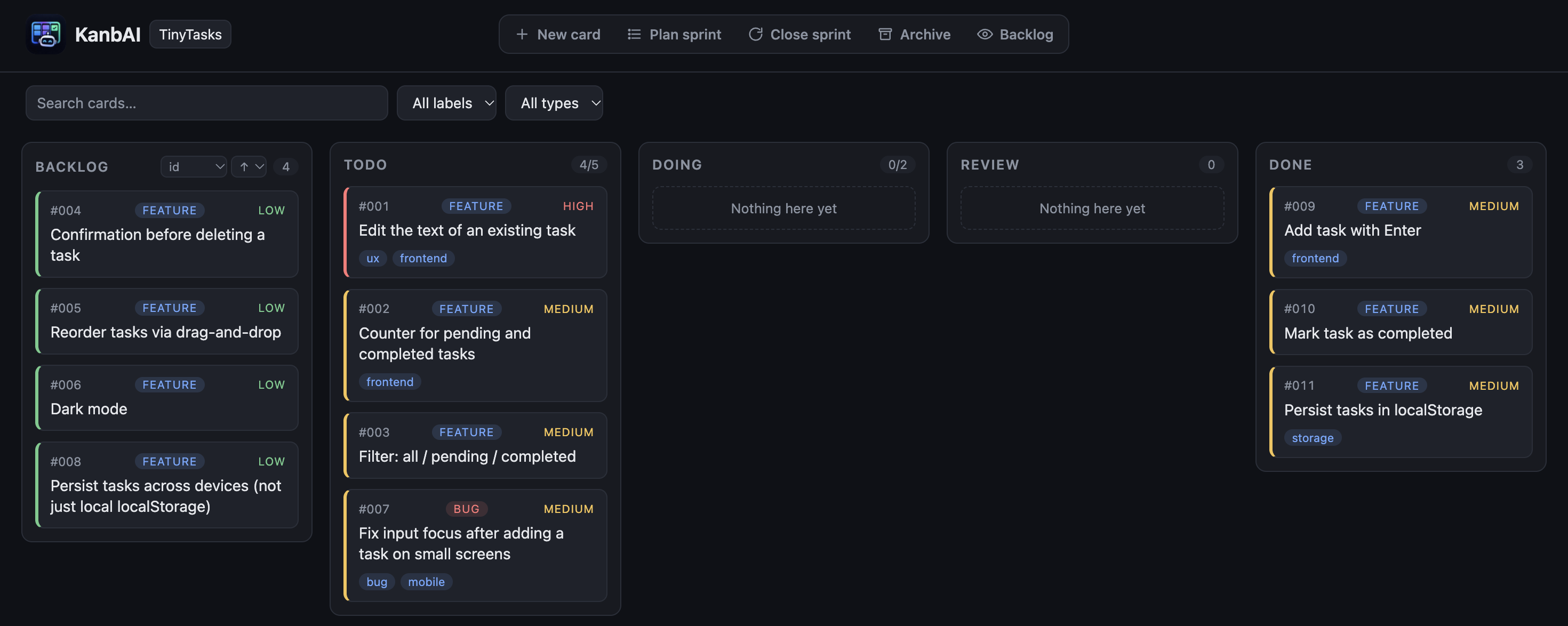 KanbAI web UI